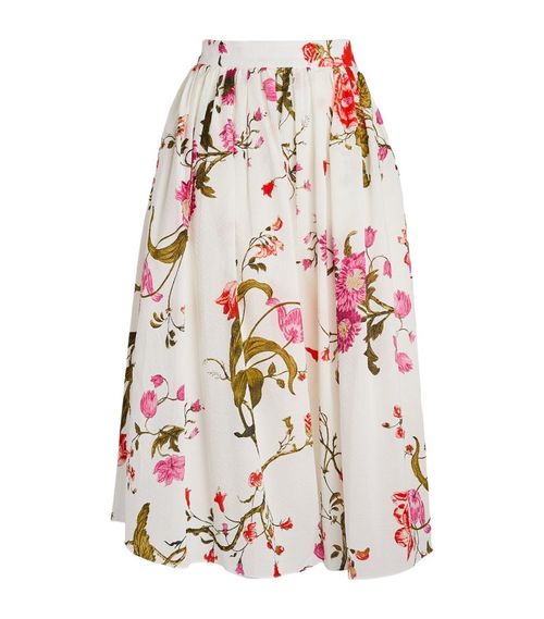 Erdem Cotton Floral Midi Skirt