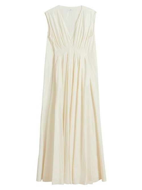 V-Neck Tucked Waist Gown