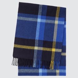 Uniqlo - Cashmere Checked Scarf - Blue - One Size