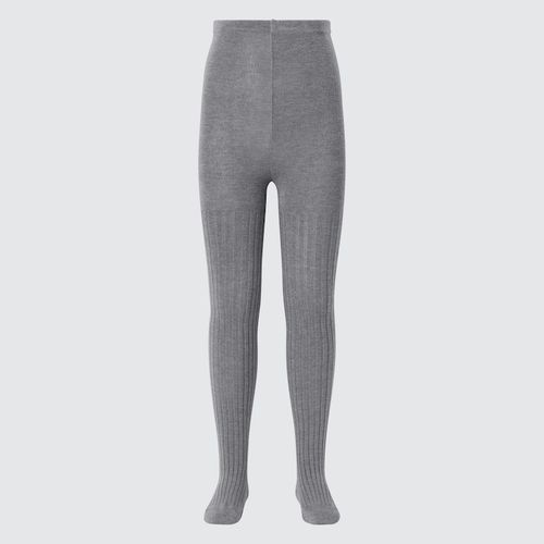 Uniqlo - Girl's Heattech Glitter Knit Thermal Tights - Gray - 7-8Y