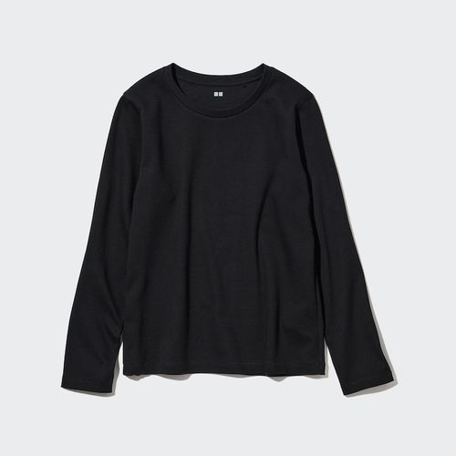 Uniqlo - Cotton Smooth Stretch Crew Neck Long Sleeved T-Shirt - Black - XS