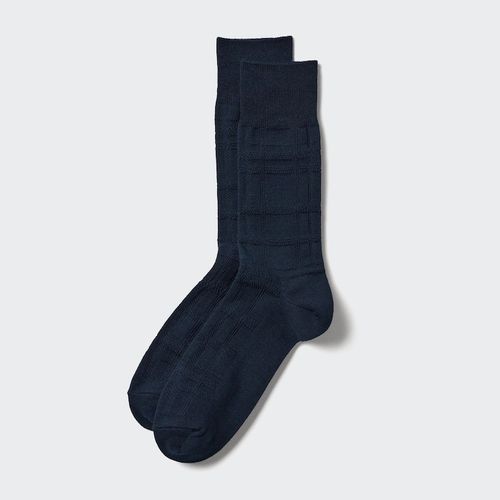 Uniqlo - Cotton Checked Socks - Blue - 8-11