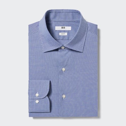 Uniqlo - Cotton Easy Care Stretch Slim Fit Striped Shirt - Blue - XL