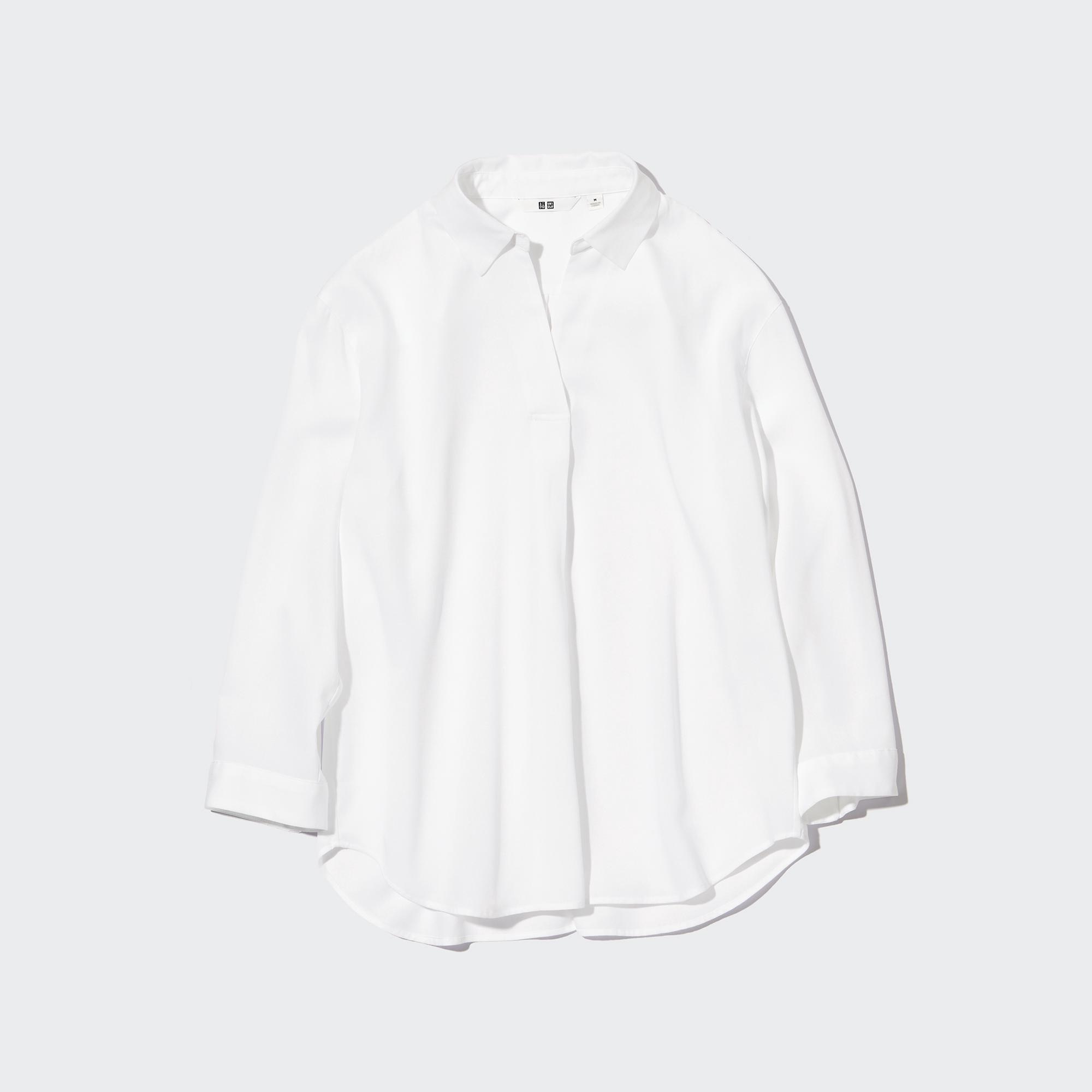 Uniqlo - Skipper Collar 3/4 Sleeved Blouse - White - L | Compare