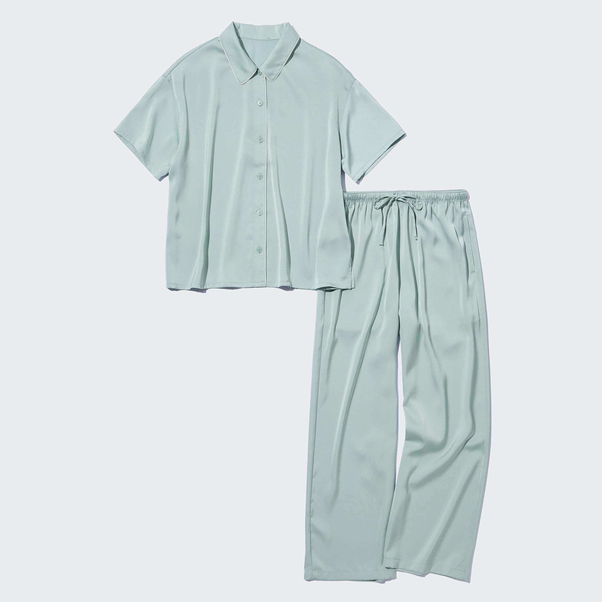 Uniqlo Satin Short Sleeved Pyjamas Green L 24.90 Mirror