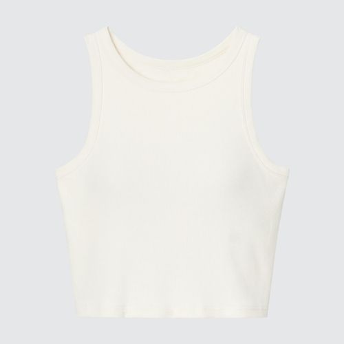 Uniqlo - Cotton Ribbed Cropped Sleeveless Bra Top - Off White - S