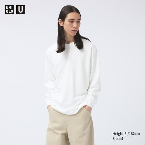 Uniqlo - AIRism - Cotton Oversized Crew Neck Long Sleeved T-Shirt - White - XL