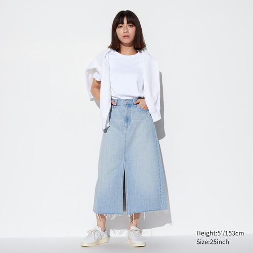 Uniqlo - Cotton Long Skirt - Blue - 24inch