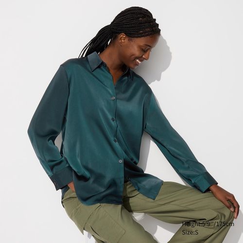 Uniqlo - Satin Blouse - Green...