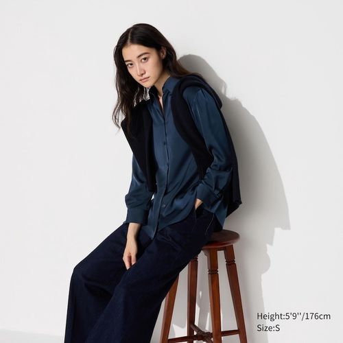 Uniqlo - Satin Blouse - Blue...