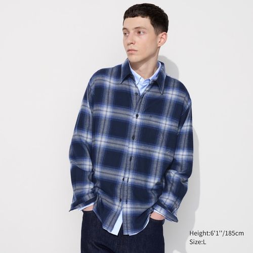 Uniqlo - Cotton Flannel Shirt - Blue - 3XL