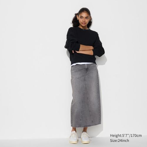 Uniqlo - Cotton Panel Long Skirt - Gray - 30inch