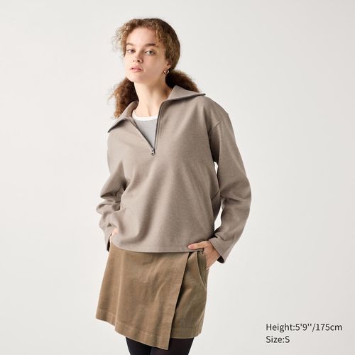 Uniqlo - Cotton Brushed Jersey Half-Zip Sweatshirt - Beige - XXL
