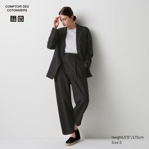 Uniqlo - Pleated Tapered Fit Trousers - Black - XXL