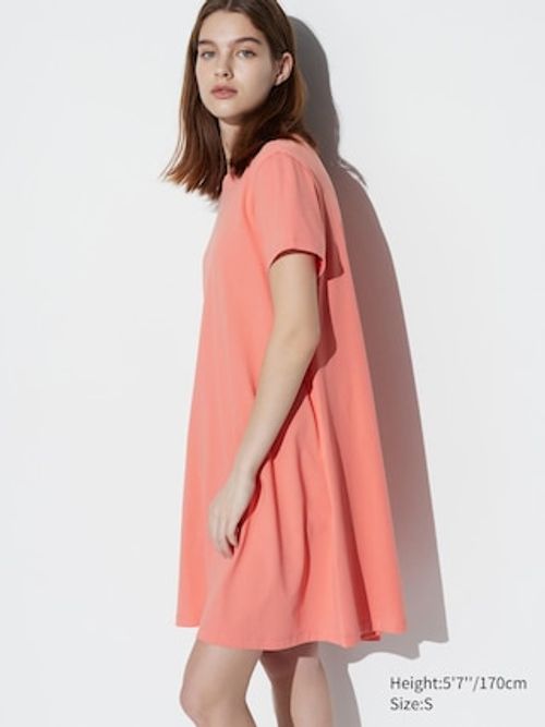 Uniqlo - AIRism - Cotton Short Sleeved Mini Dress - Orange - XXS