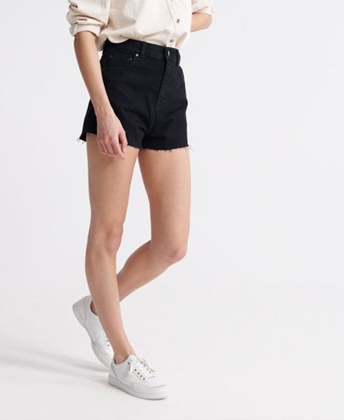 Superdry Women's Ruby Cut Off Shorts Black / Denim Black Rinse - Size: 27