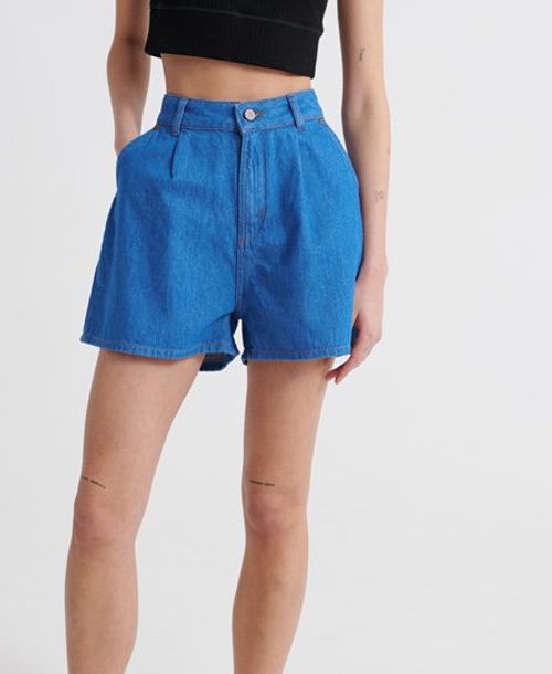 Superdry Women's Denim A Line Shorts Dark Blue / Denim Indigo Rinse - Size: 24