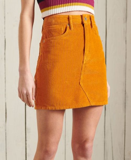 Superdry Women's Cord Mini Skirt Gold / Toasted Orange - Size: 26