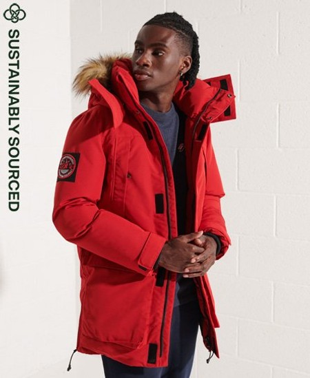 Superdry Men's Everest Parka Jacket Red / Expedition Red - Size: S