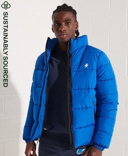 Non Hooded Sports Puffer Jacket Blue 