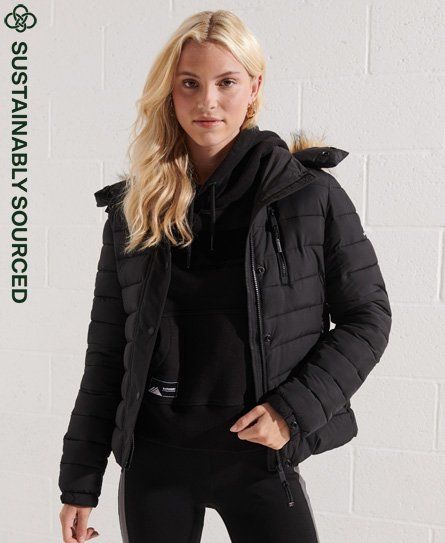 chevron faux fur super fuji jacket