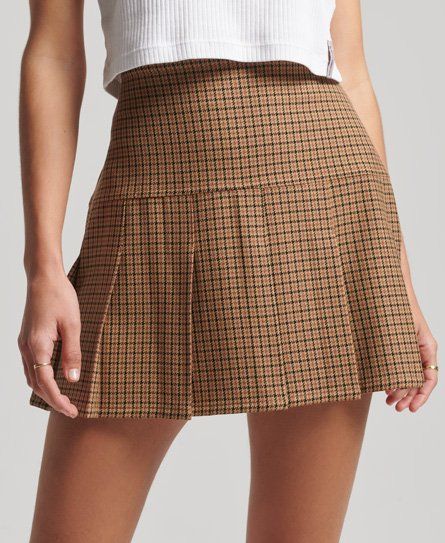 Superdry Women s Vintage Tweed Pleat Mini Skirt Tan Tan