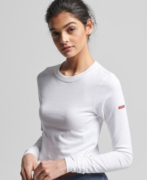 Superdry Women's Organic Cotton Vintage Tiny Long Sleeve Top White / Optic - Size: 6