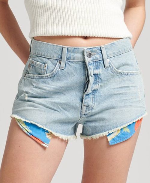 Superdry Women's Vintage High Rise Cut Off Shorts Light Blue / Light Indigo Vintage - Size: 26