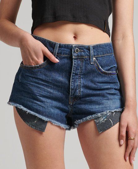 Superdry Women s Vintage High Rise Cut Off Shorts Dark Blue Van