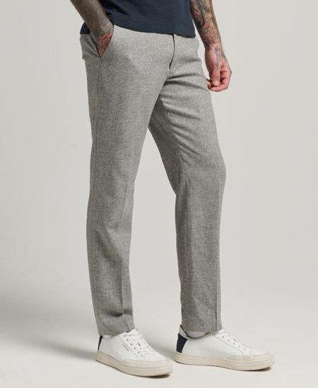 Superdry Men's Studios Tapered Wool Trousers Dark Grey / Mid Grey Marl - Size: 34/32