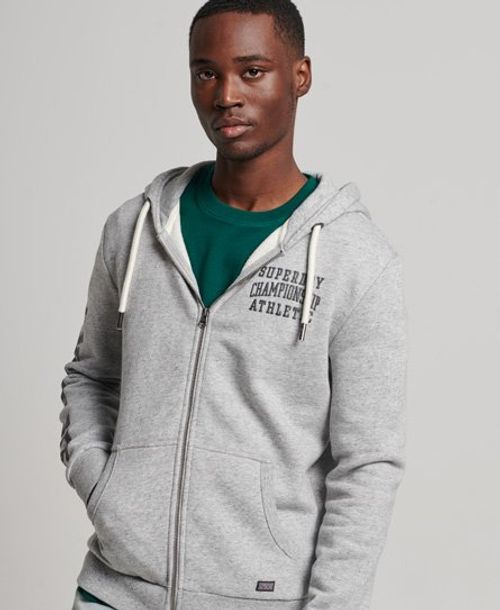 Superdry Zip-up sweatshirt - rich charcoal marl/grey 