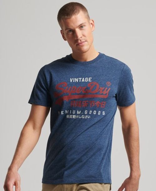 Superdry Men's Vintage Logo Americana T-Shirt Blue / Black Blue Marl - Size: S