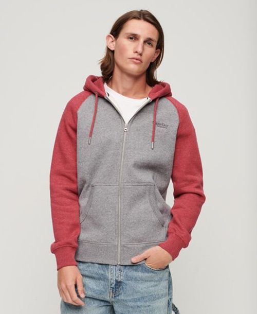 Men's Essential Baseball Zip Hoodie in Midwest Blue Marl/rich Navy Marl