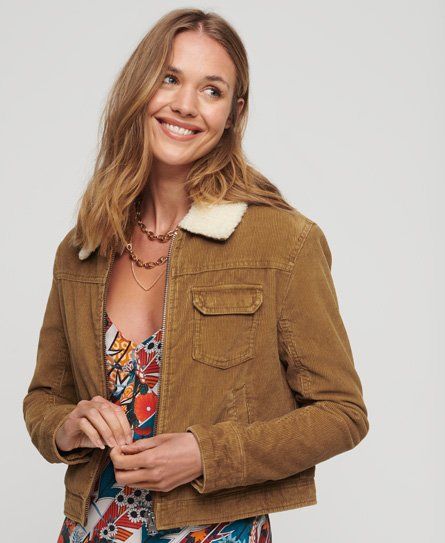 Superdry cord shop girlfriend borg jacket