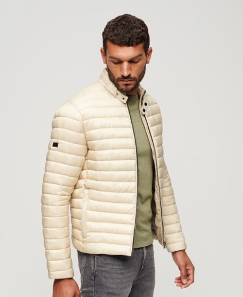 Superdry Men\'s - Compare Size: | / The Lightweight | Beige XL Pelican Oracle Beige Short Coat Puffer Reading