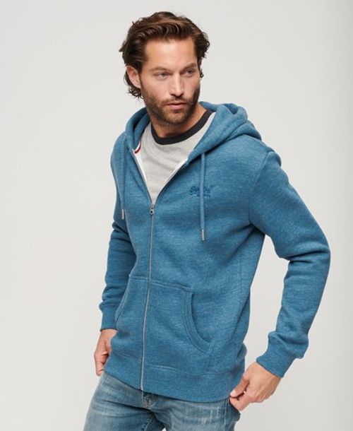 Men's Essential Baseball Zip Hoodie in Midwest Blue Marl/rich Navy Marl