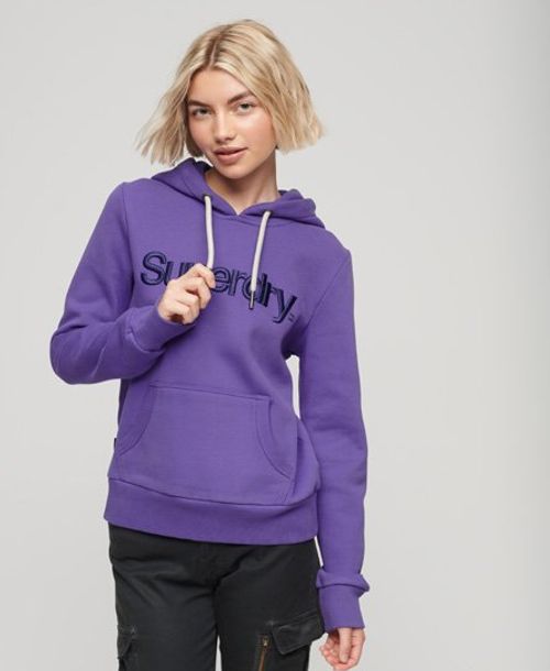 Superdry Women's Tonal Embroidered Logo Hoodie Purple / Purple Opulence - Size: 6