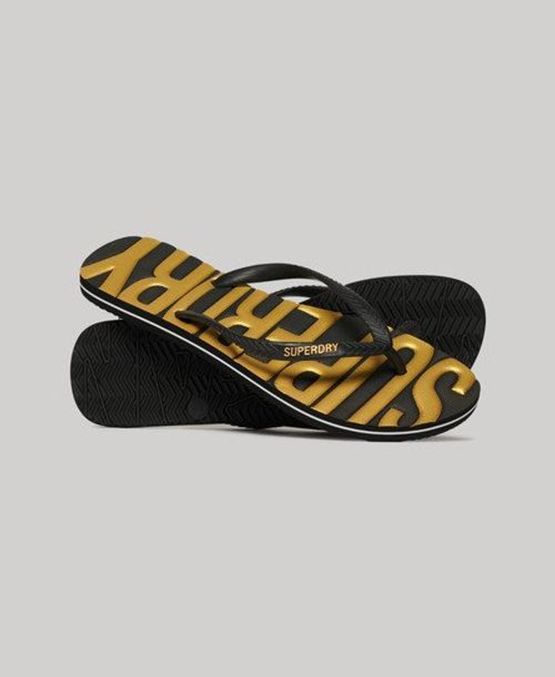 Superdry Women's Vintage Vegan Flip Flops Black / Black/gold - Size: 7-8