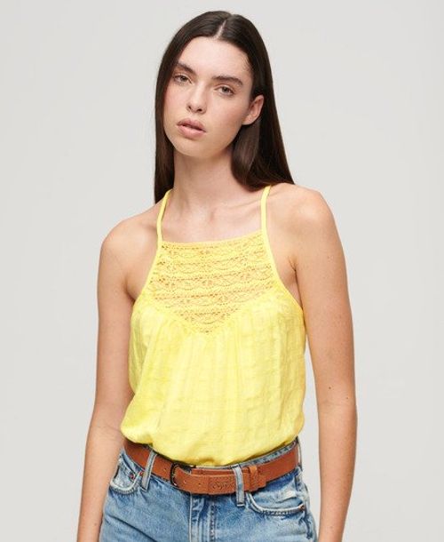 Superdry Women's Lace Cami Beach Top Yellow / Pale Yellow - Size: 8