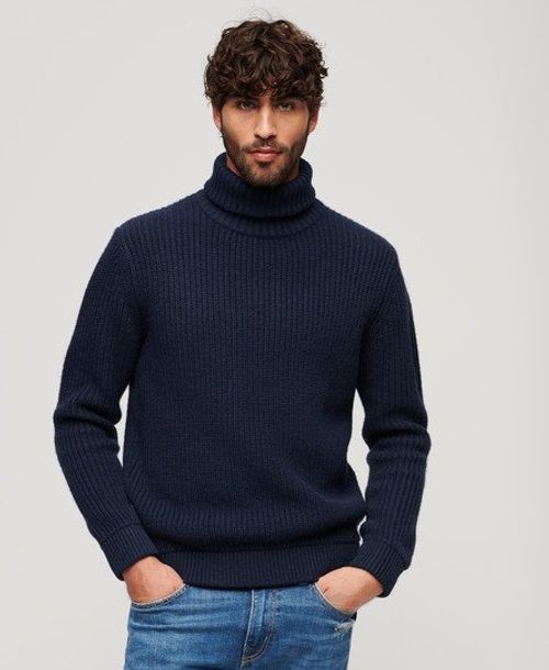 Superdry Men's The Merchant Store - Textured Roll Neck Jumper Navy / Merchant Navy - Size: M