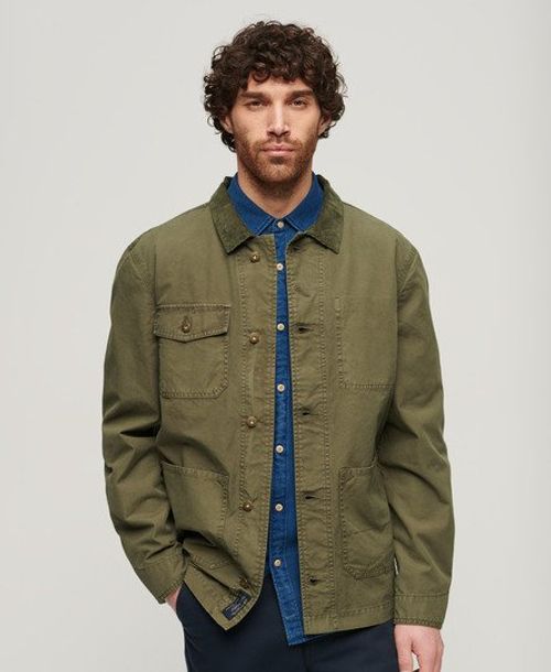 Superdry Men's Merchant Store Cotton Work Jacket Green / Chive Green - Size: L