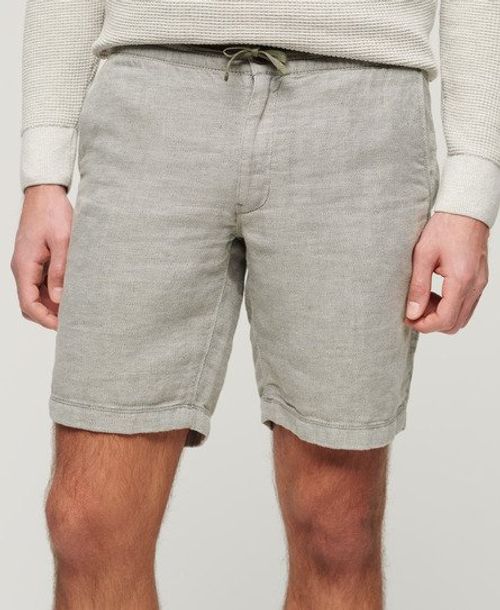 Superdry Men's Drawstring Linen Shorts Light Grey / Optic/grey - Size: M