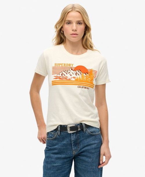 Superdry Women's Outdoor Stripe Fitted T-Shirt Cream / Riff White - Size: 12