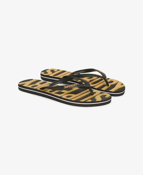 Superdry Women's Vintage Vegan Flip Flops Black / Black/gold - Size: 7-8