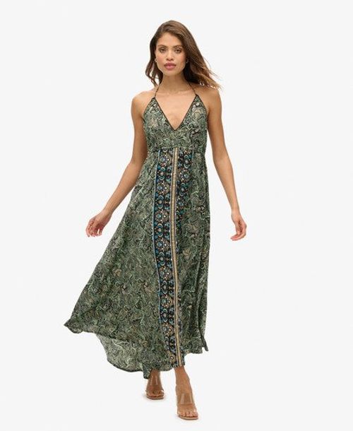 Superdry Women's St Tropez Paisley Maxi Dress Green / Green Leaf Paisley - Size: 14-16