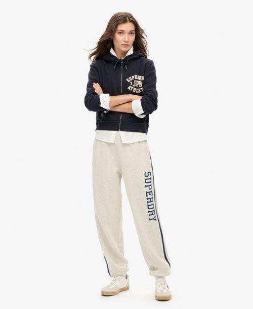 Superdry Women's Athletic Essentials Vintage Side Stripe Joggers Grey / Oatmeal Grey Marl - Size: 12