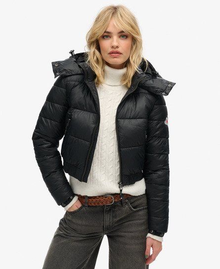Hooded luxe chevron fuji jacket deals