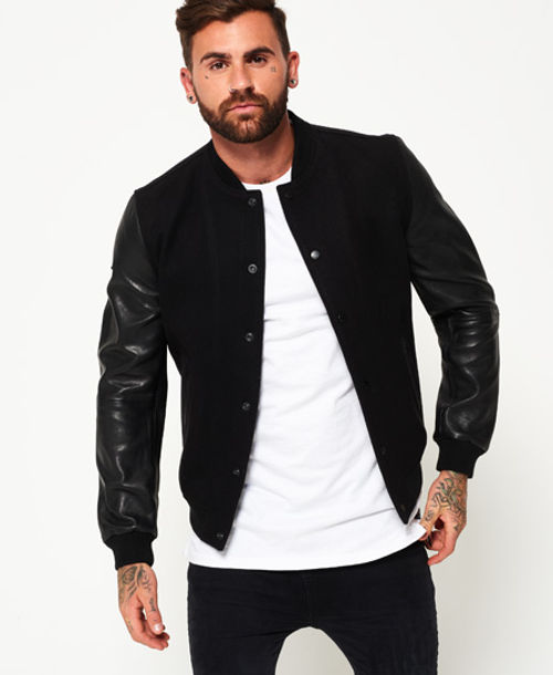 Superdry Vintage Varsity Patched Bomber Jacket - varsitywool