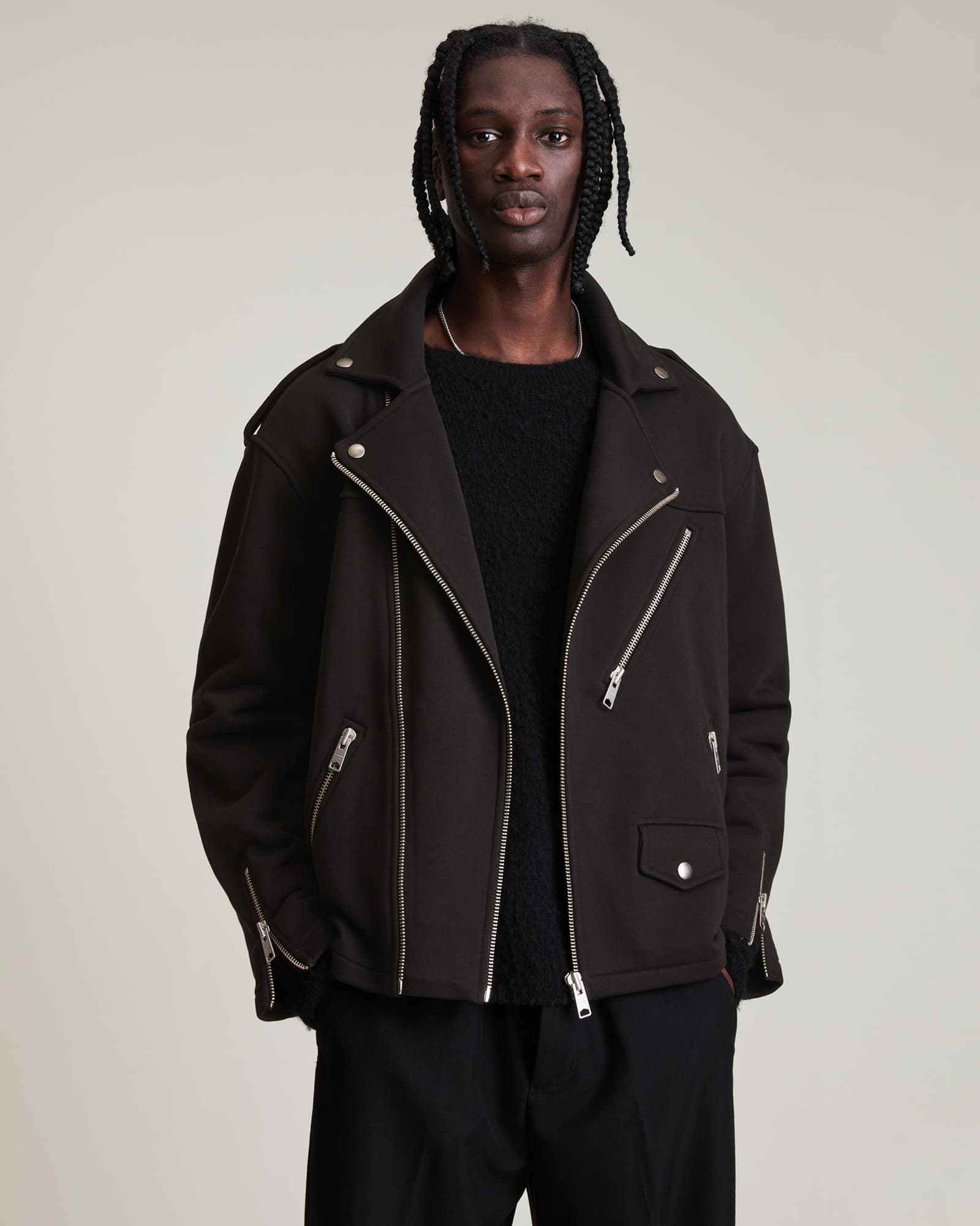 AllSaints Men's Vikan Biker Jacket, Jet 