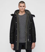 AllSaints Mens Ramac Shearling Coat, Black, Size: XXL